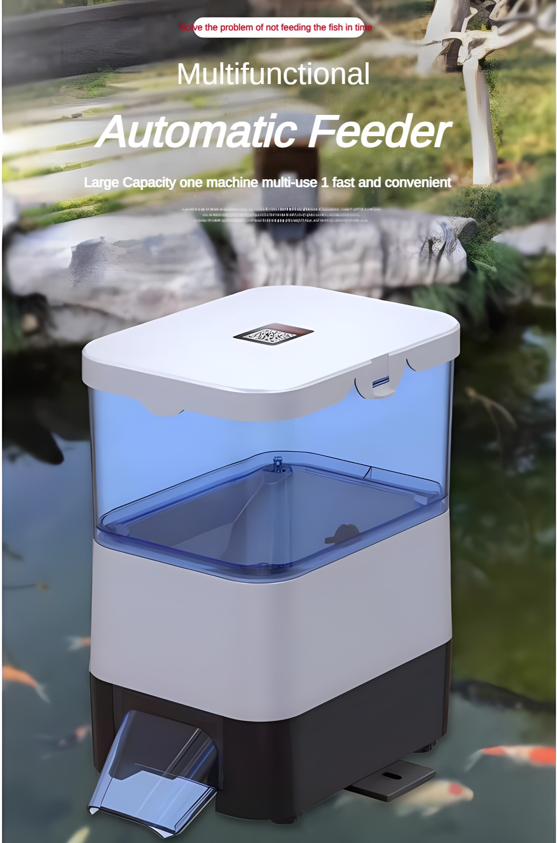 Aquarium Fish Feeder Automatic - Pengumpan Ikan Otomatis Tenaga Surya EVNICE,