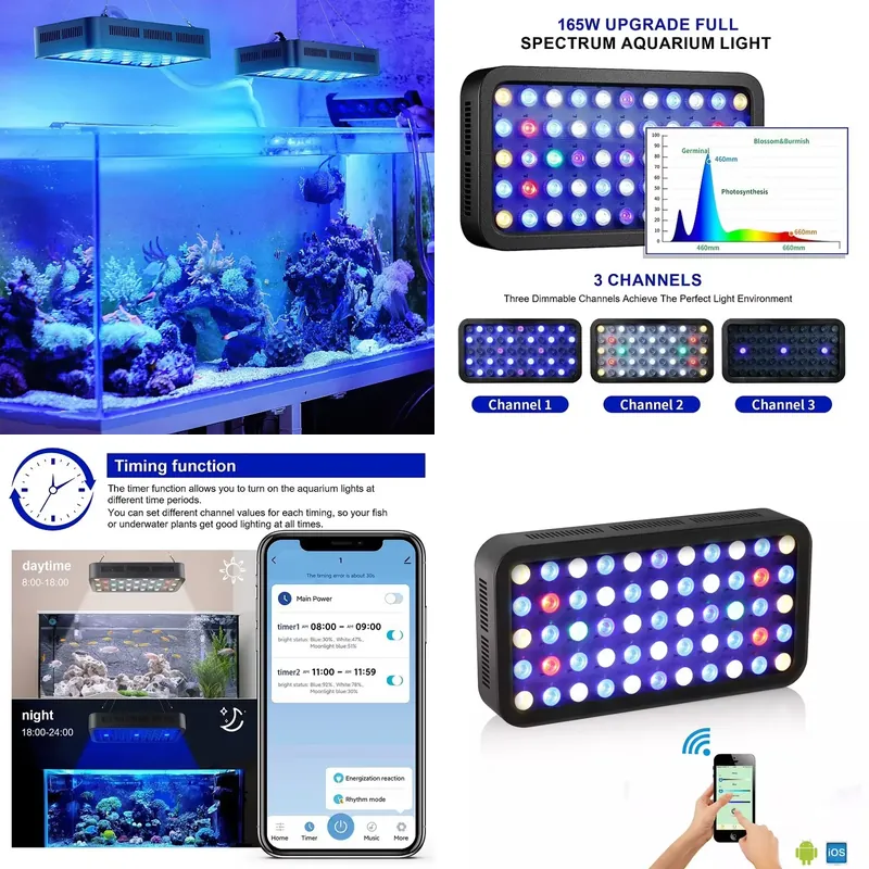 Aquarium Fish App - Lampu LED Akuarium Tanaman Terarium 165w
