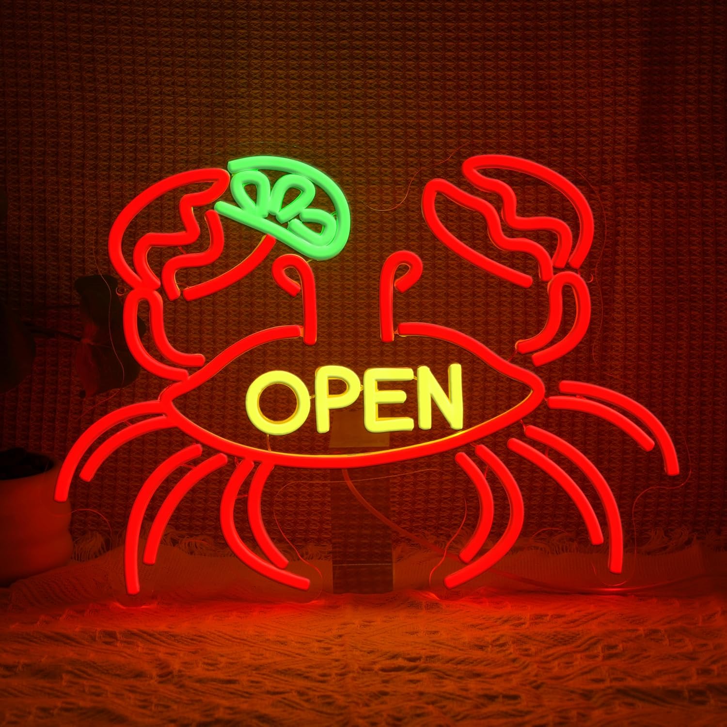 Aquarium Fish Market - Lampu LED Neon Sign Crab Open