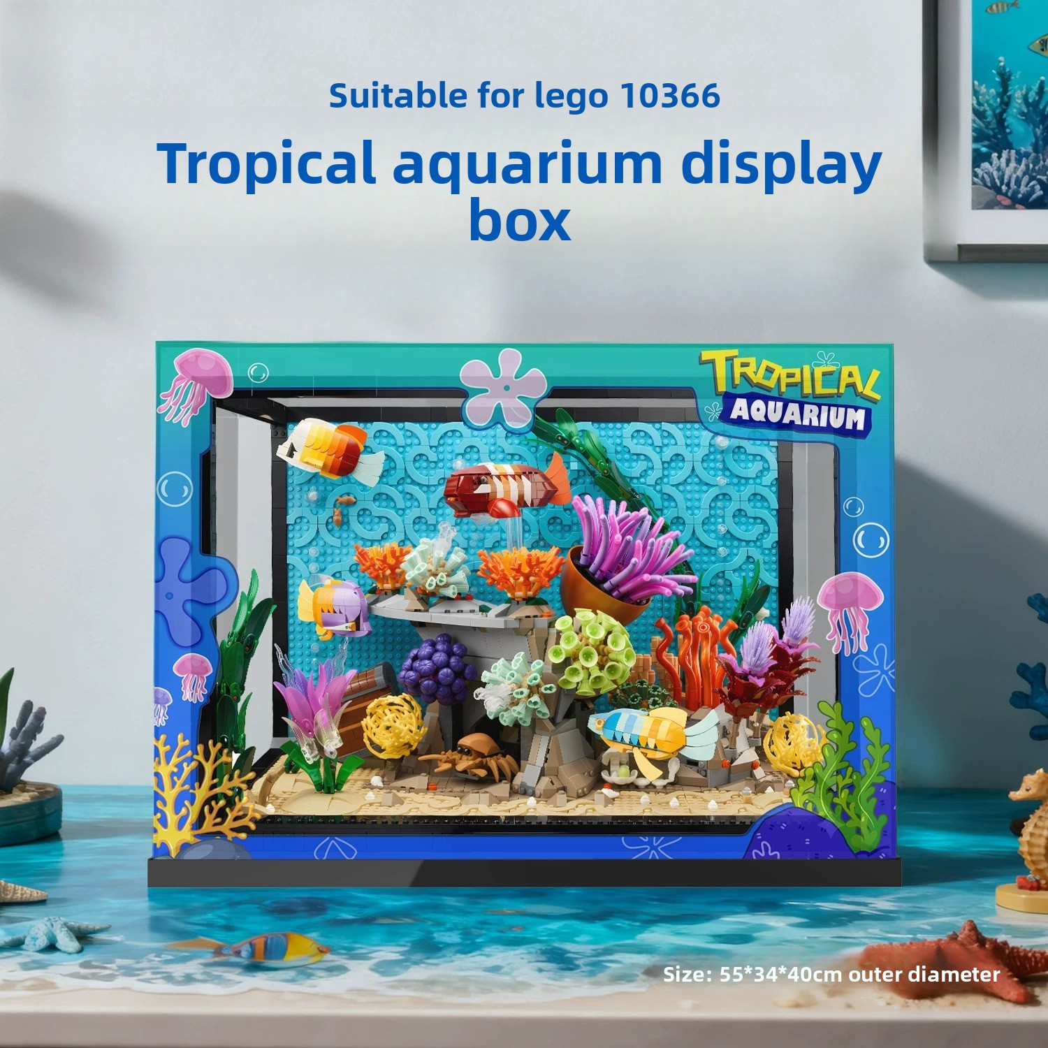 Kotak pajangan akrilik transpa - Aquarium Fish Lego ulasan dan harga