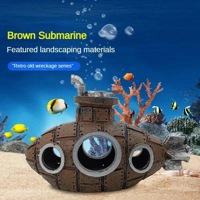 Ornamen Kapal Selam Resin Deko - Aquarium Fish Enrichment ulasan dan harga